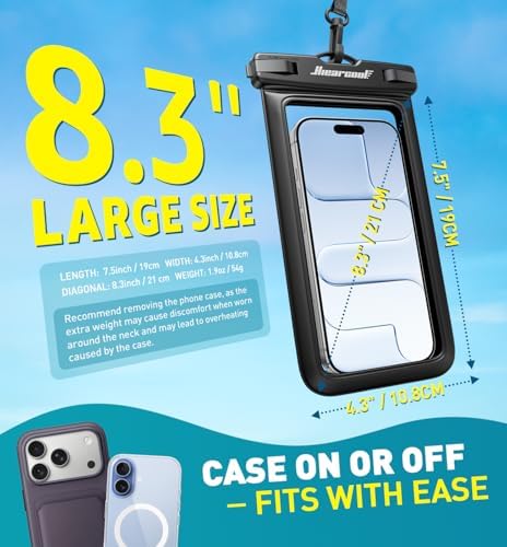 Hiearcool Waterproof Phone Pouch, Waterproof Phone Case, Black&Clear 2-Pack - Image 3
