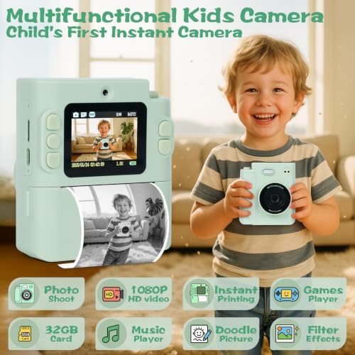 Cudinham Kids Camera Instant Print, Gifts for Age 3-12 Kids, 5 Rolls Paper - Image 2