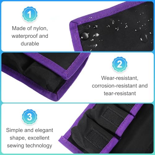 PATIKIL Camera Battery Pouch Cases, 4 Pocket Nylon DSLR Battery Case Holder Storage Bag for AAA, LP-E6, LP-E8, NP-FW50, EN-EL14, EN-EL15 Batteries (Purple) - Image 4