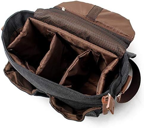 Waterproof Camera bag/Case, Vintage Canvase Leather Trim DSLR SLR Camera Shoulder Messenger Sling bag for for Nikon, Canon, Sony, Pentax, Olympus Panasonic, Samsung & Many More - Image 4