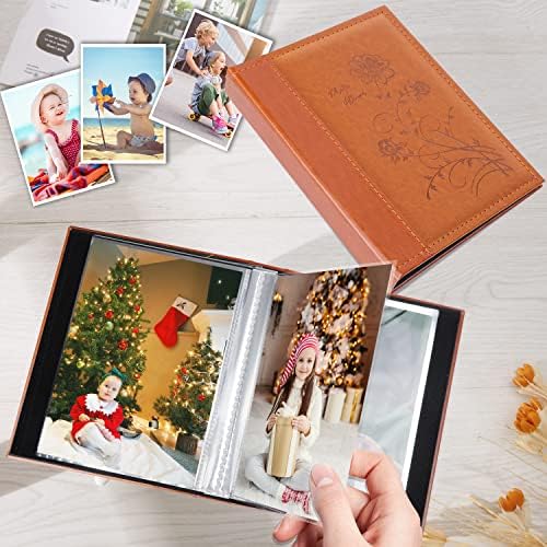 Artmag Small Photo Album 4x6 2 Pack, Each Pack with 26 Clear Pages Holds 52 Vertical Photos for 4x6 Picturs, Artwork or Postcards Storage (Brown) - Image 3