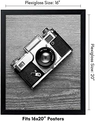 Americanflat 16x20 Poster Frame - Black Engineered Wood with Polished Plexiglass - Wide Picture Frame for Vertical or Horizontal Wall Display - Epic Collection - Black - Image 2