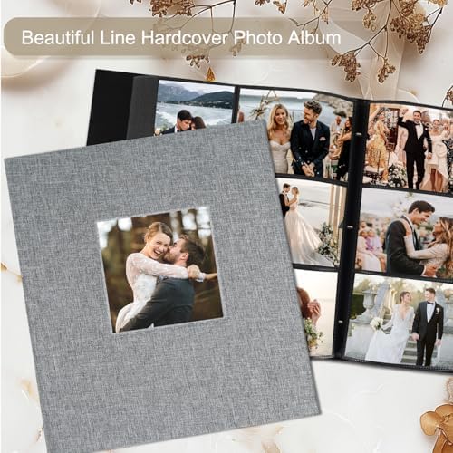 Artmag Fabric Photo Album 4x6 1000 Large Capacity for Family Wedding Anniversary Linen Album Holds 1000 Horizontal and Vertical Photos (1000 Pockets, Grey) - Image 4