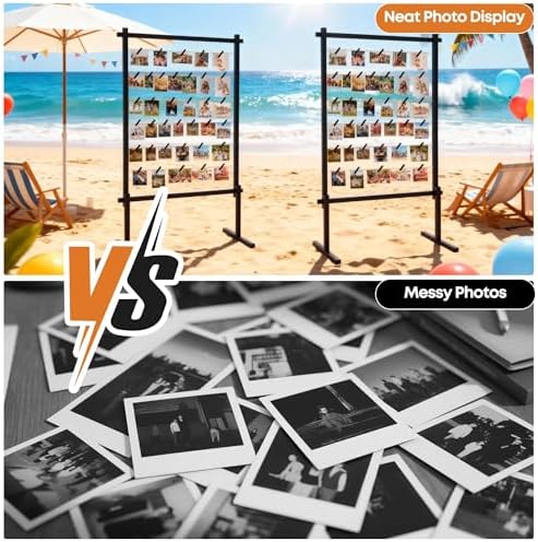 Collage Picture Frame,Photo Display Board with Clips,Wood Pictures Photos Frames With Stand for Wedding Graduation Party Birthday Greeting Letter Christmas Cards Holder Organizer,2PCS,53",Black - Image 5