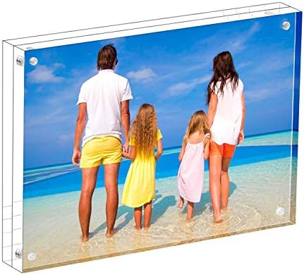Meetu Acrylic Picture Frame 4x6,Clear Freestanding Double Sided 20mm Thickness Frameless Magnetic Photo Frames Desktop Display with Gift Box Package(1 Pack) by Meetu