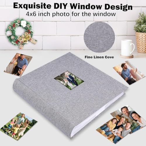 600 Pocket 4x6 Photo Album with Writing Space, Linen Cover, Grey - Image 6