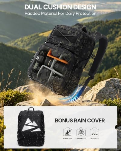 RAINSMORE Camera Backpack, DSLR/SLR/Mirrorless Tactical Camera Bag Cases - Image 2