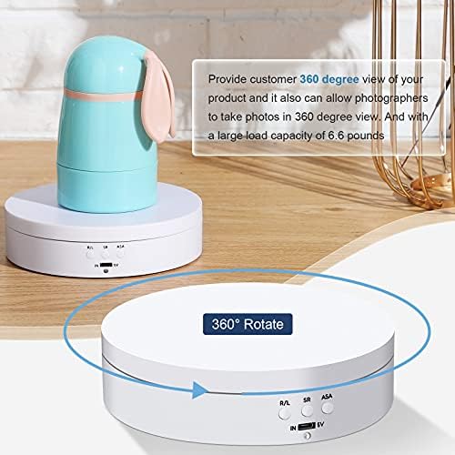 Hicarer 360 Rotating Display Stand Turntable USB Powered,, White, Matte - Image 5
