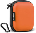 Earbud Case, RISETECH Hard EVA Earphone Travel Case Holder Headphone Small Zipper Pouch Compatible with Flash Drive, SD Cards, USB Charger Cable, AirPods, Sony Wired Earbuds with Keychain -Orange by RISETECH