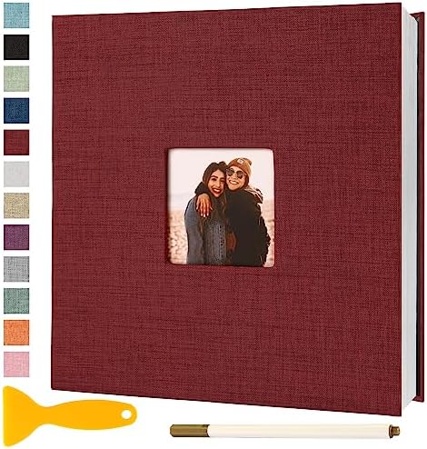 Photo Album Self Adhesive Pages Scrapbook 13.2x12.8 Red 60 Pages by Semfalbuums