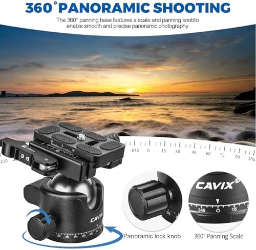 CAVIX 36mm Tripod Ball Head with Lever Release, Low Profile Heavy Duty Ball Head Mount with Arca Swiss Quick Release Plate for Camera Tripod Monopod DSLR Camcorder Telescope,Max Load 33lb/15kg(H-36F) - Image 5