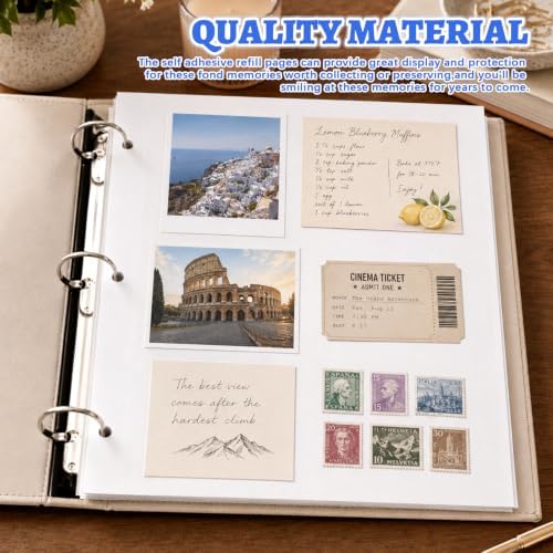 VOKOY 75 Sheets/150 Pages Photo Album Pages for 3 Ring Binder, Self Adhesive Scrapbooking Album Refill Pages Replacement Photo Album Sheets for 2x3 4x6 5x7 8x10 Photo or Cards, 11 x 9 Inch - Image 7