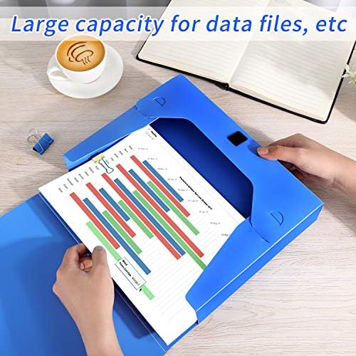 HUA JIE 4 Pack A4 Storage File Boxes Plastic Archives Cases with Lid,Blue - Image 2
