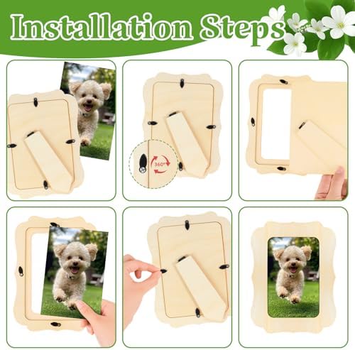 VOKOY 40 Pack Wooden Picture Frames for Crafts, 4" x 6" Photos DIY Wood Frames for Crafting,Unfinished Standing Photo Frames DIY Craft Wood Decorate for Birthday Party Gifts,Vintage Shape - Image 6