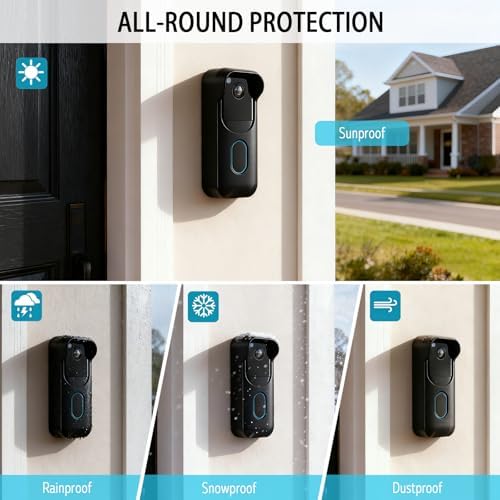 Silicone Skin Case for Blink Video Doorbell (2nd Gen) - Weatherproof Silicone Protective Cover with Brim for All-New Blink Doorbell Camera 2025 Full Protection (Black) - Image 5