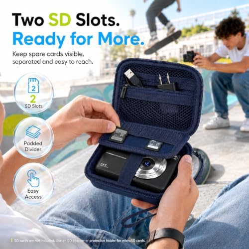Comecase Camera Case for Kodak PIXPRO FZ55/FZ45, 2 SD Card Slots, Dark Blue - Image 3