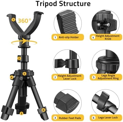CVLIFE Shooting Rest Tripod 360 Degree Rotation V Yoke Stand - Image 2