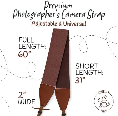 Art Tribute Camera Strap - Shoulder, Crossbody & Neck Camera Strap for Photographers, Fits All Cameras, Canon Nikon Sony Fujifilm, Padded Strap W/Quick Release, Embroidered Cotton & Leather Ends - Image 5