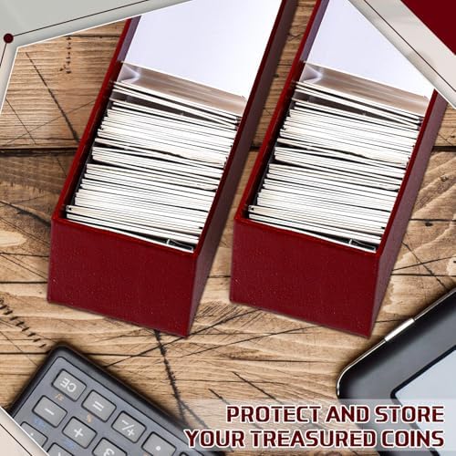 Teling 8 Pcs 2x2 Coin Storage Collectors Box, 9 x 2 x 2 Inches, Dark Red - Image 6