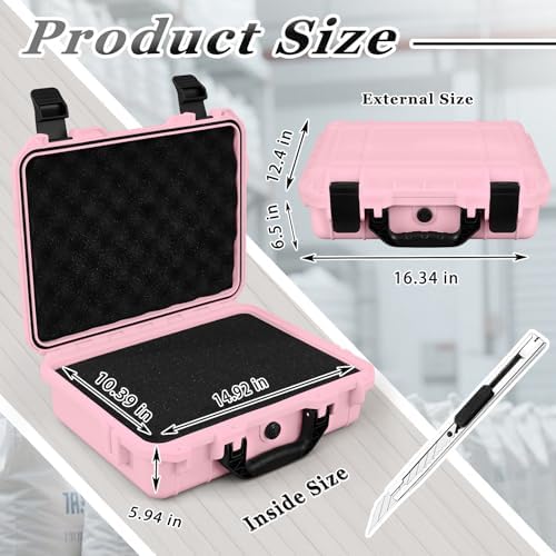 Relaxweex 16.3 x 12.4 x 6.5 Inch Hard Case, Grid Shell, Pink - Image 2