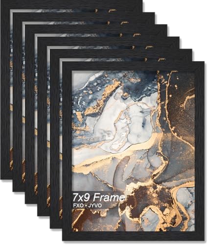 7x9 Picture Frame Set of 6 Black Engineered Wood Tabletop/Wall Hanging by Fxojyvo