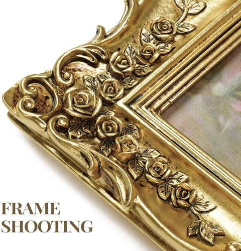 Cuspin 5x5 Gold Picture Frame Square Vintage Ornate Floral Photo Frame - Image 2
