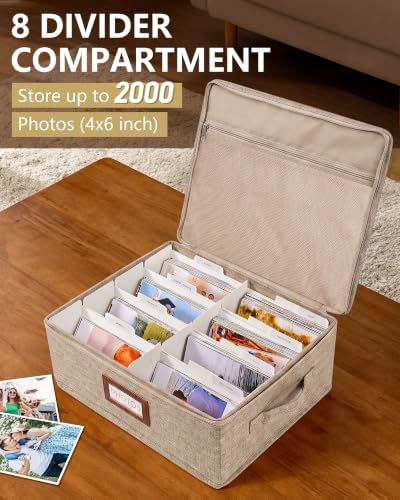 HULISEN Photo Storage Box, Photo Organizer for 2000 4x6 Pictures, Brown - Image 2