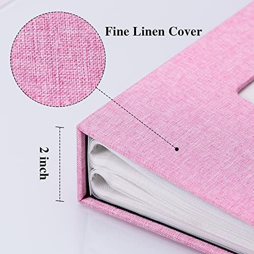 Vienrose 4x6 Photo Album,300 Pockets,Linen Cover with Window,Pink - Image 4