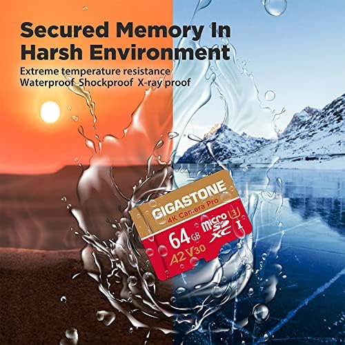 【5-Years Data Recovery】 GIGASTONE 64GB Memory Card 2 Pack 4K Pro Camera Compatible with GoPro Switch Speed 95MB/s A2 U3 V30 Micro SDXC Card with SD Adapter - Image 6