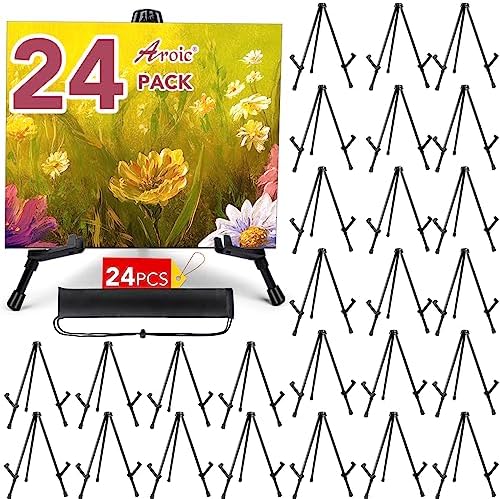 AROIC 24 Pack 14''Tabletop Easels, Black Steel Table Top Easels for Display by AROIC