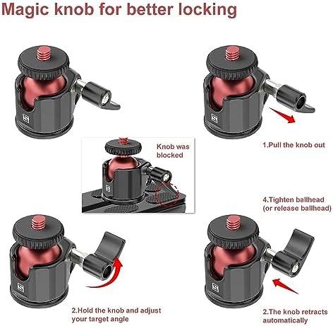 SIOTI Mini Ball Head Mount Adapter, with Hot Shoe Mont, Compatible with Monopod/Digital Card Camera/Microphone/Smart Phone/Action Camera/Flash/LCD (UM22) - Image 3
