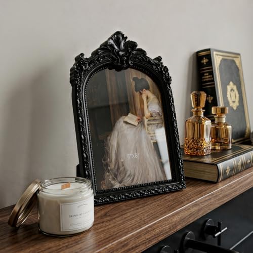 Cuspin 6x8 Black Picture Frame Vintage Ornate Arched Gothic Photo Frame - Image 4