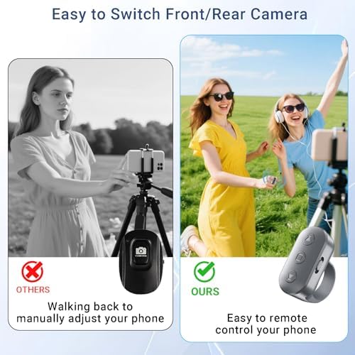 Phone Camera Remote Control for iPhone Android iPad with Zoom, Bluetooth Camera Remote Clicker with Front/Rear Camera Switch, Fingertip Bluetooth Button for Photo & Video Recording Content Creator. - Image 6