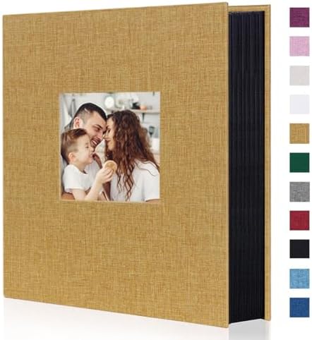 Artmag Fabric Photo Album 4x6 400 Large Capacity for Family Wedding Anniversary Linen Album Holds 400 Vertical Photos (400 Pockets, Khaki) by Artmag