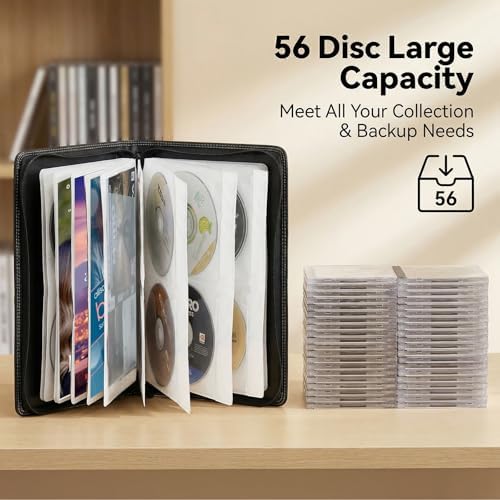 CD DVD Storage Binder 3 Pack, Holds 168 Discs and 84 Booklets with Tag Slots, Portable Media Disc Organizer for Blu ray, Music, Video Games, Home Collection and Car (White Pages) - Image 5