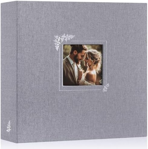 Lanpn Scrapbook Photo Album 12x12, Linen Window Design Cover Top Load 3 Ring Folder Binder Photobook Photo Book 12 x 12 inch with 30 Plastic Sleeves 60 Pages Grey by Lanpn