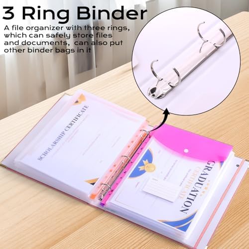 XKDOUS Important Document Organizer 3 Ring Linen Binders Folio File Folders - Image 6