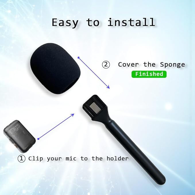 QJYTH Mic Holder For Dji Mic 1/2/mini, Handle For Rode Wireless Go II/Pro | The handheld stick has a patch that can be directly attached to it. - Image 5