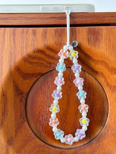 Drawwind Phone Charm Beaded Wristlet Strap Universal Cell Phone Lanyard Cute Bracelet Wrist Strap Beaded Chain String Handmade Accessories for Case Camera Bags (Flower Power) - Image 5