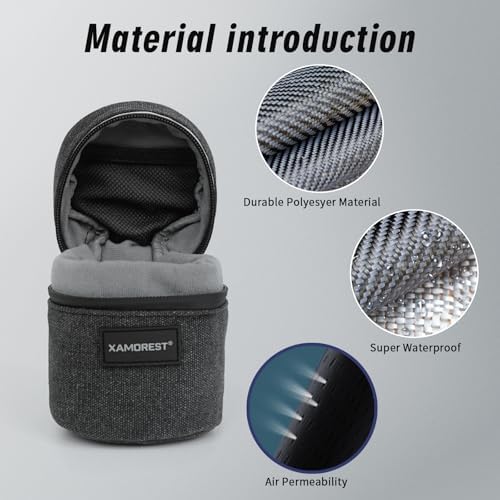 Camera Lens Case Lens Bag Compatible (3.15" x 3.15"(Canvas, Black)) - Image 4