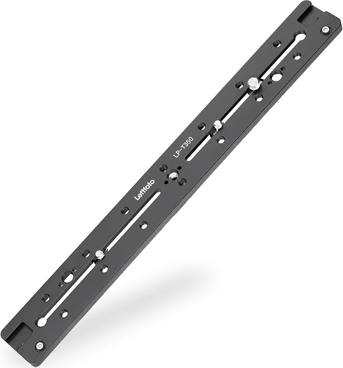 LEFTFOTO 350mm Double Dovetail Slide Rail with Arca Swiss Quick Release Plate,Locating Hole for ARRI,1/4" & 3/8" Threads,Cold Shoe - for DSLR Camera Tripod Ballhead by Leftfoto