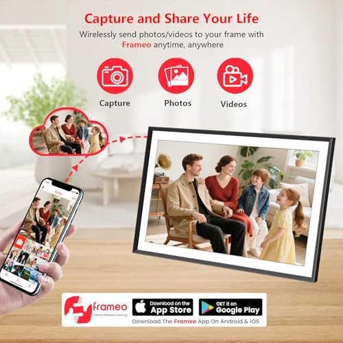 15.6" Frameo Digital Picture Frame WiFi, 1920x1080 IPS FHD Touch Screen Large Electronic Photo Frames, Send Photos from Your Phone from Anywhere, Best Gifts for Parents and Grandparents - Image 5
