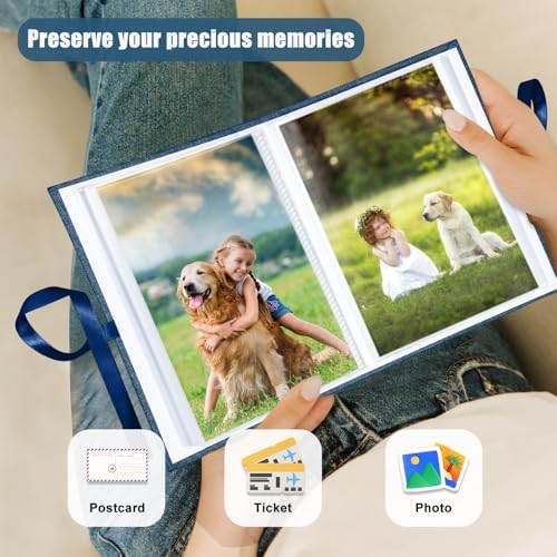 Photo Album 4x6 100 Pockets, Slip-in Picture Albums, Linen Cover Top Loader Vertical Pockets Albums for Baby, Kids Boy Girls, Wedding, Family, Anniversary, Blue - Image 5