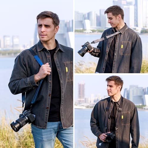 JJC DSLR Camera Neck Strap with Patented Quick Release Buckles, Universal Adjustable Camera Shoulder Sling Strap for Canon Nikon Sony Fujifilm Olympus Pentax DSLR SLR Cameras (Blue) - Image 2