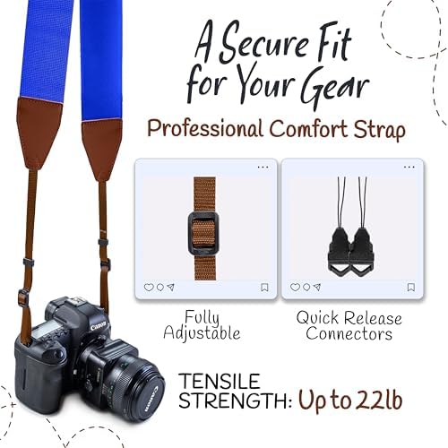 Art Tribute Camera Strap - Shoulder, Crossbody & Neck Camera Strap for Photographers, Fits All Cameras, Canon Nikon Sony Fujifilm, Padded Strap W/Quick Release, Embroidered Cotton & Leather Ends - Image 4