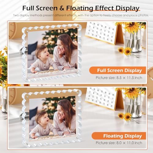 Chivalral 8x10 Scalloped Acrylic Photo Frame 3 Pack,15+15mm Desktop Holders - Image 2