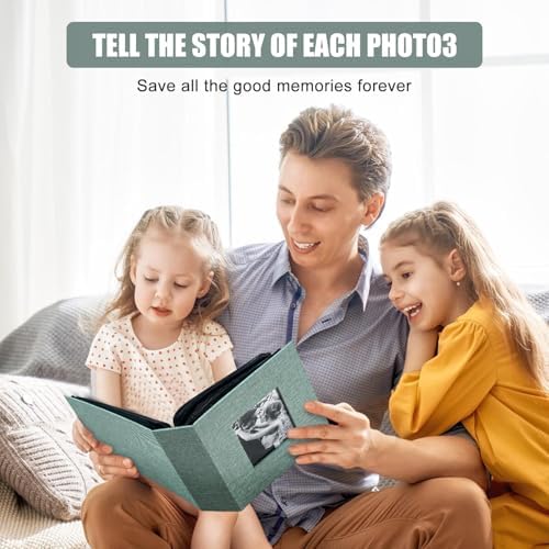 Photo Album 4x6 with 200 Pockets, Slip-in Picture Albums, Linen Cover Memory Book with Front Window, Black Page Vertical Photo Book for Wedding, Family, Anniversary, Baby, Vacation(Green) - Image 5