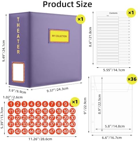 HAUTOCO Show-Bill Binder with 36 Sleeves for 8.5" x 5.5" Broadway Programs - Image 2