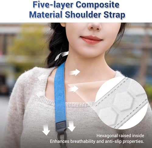 Blue Minimalist Denim lifestyle Camera Shoulder Neck Strap with Quick Release for Most Mirrorless Cameras Canon EOS R50 R10 Fuji X-T30 III XT-50 Nikon Z5 Z50 II Z fc Zf, Adjustable Comfortable Strap - Image 6