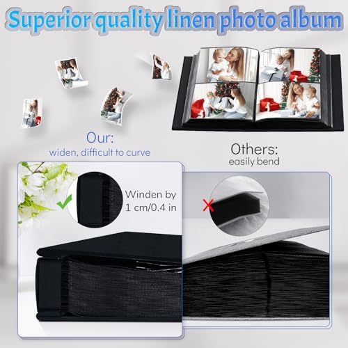 Popotop 4x6 Photo Album 200 Pictures, Linen Hardcover, Reinforced Spine - Image 4